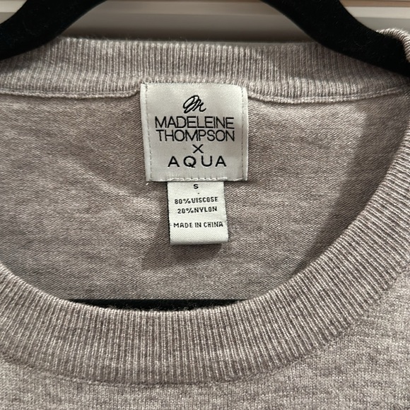 MADELEINE THOMPSON X AQUA Gray and Navy Sweater - Picture 2 of 4